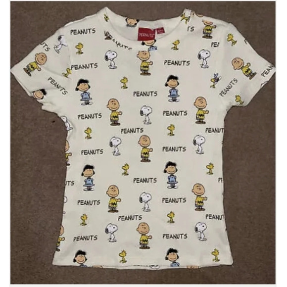 Peanuts Other - {Peanuts} Original Cream Ribbed T-shirt Kids Charlie Brown Snoopy Top - SM